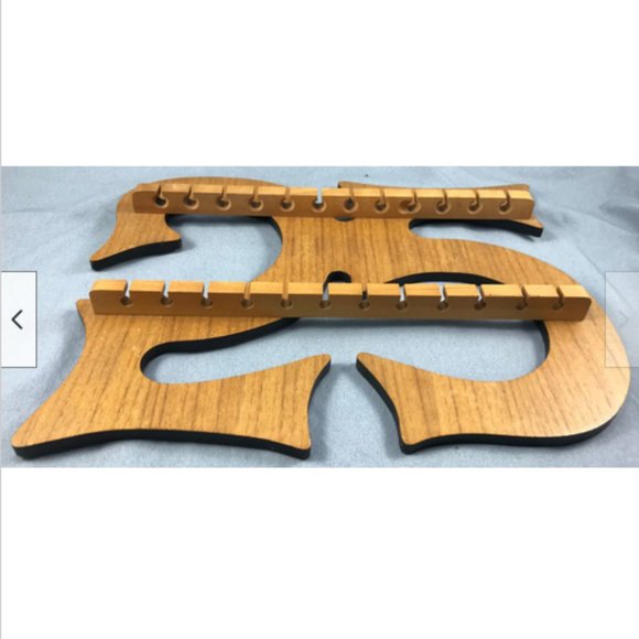 Vtg 25th Anniversary Wood Souvenir 24 Tea Spoon Holder Display Rack Wall Mount - Picture 7 of 7